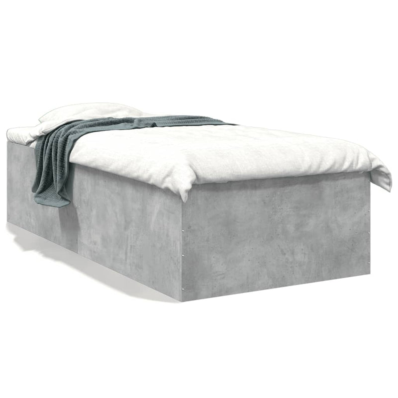 Bedframe bewerkt hout betongrijs 90x190 cm
