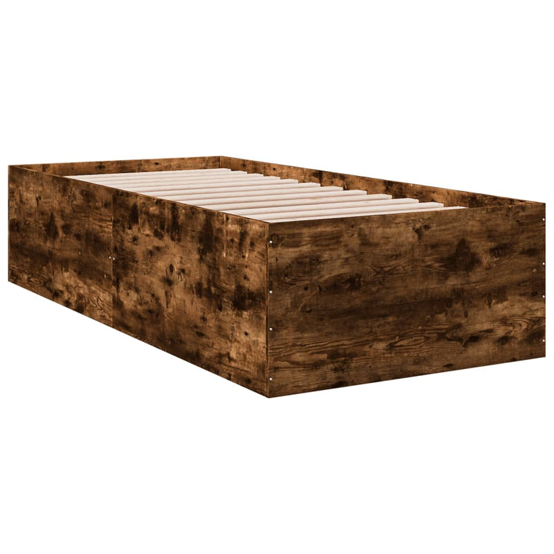 Bedframe bewerkt hout gerookt eikenkleurig 90x190 cm
