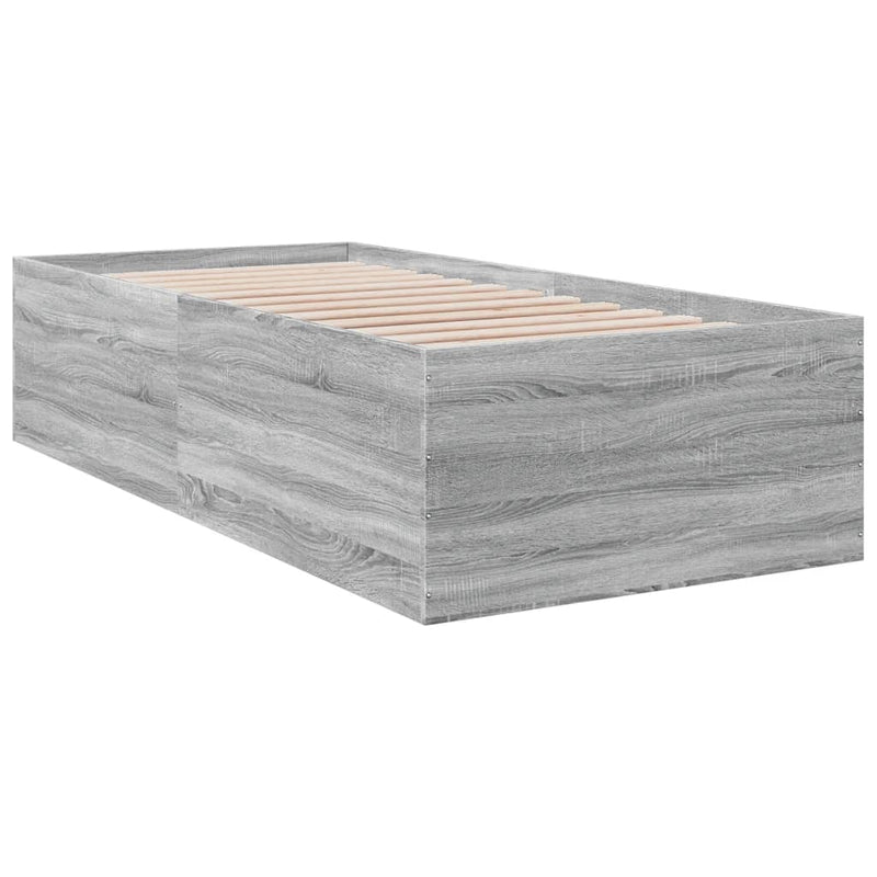 Bedframe bewerkt hout grijs sonoma eikenkleurig 90x190 cm