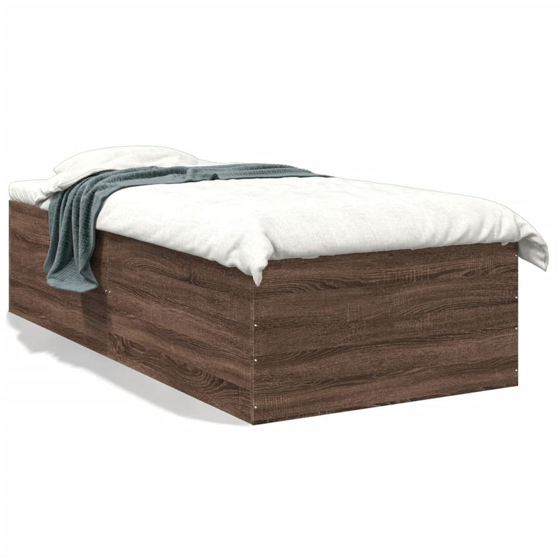 Bedframe bewerkt hout bruin eikenkleur 90x190 cm