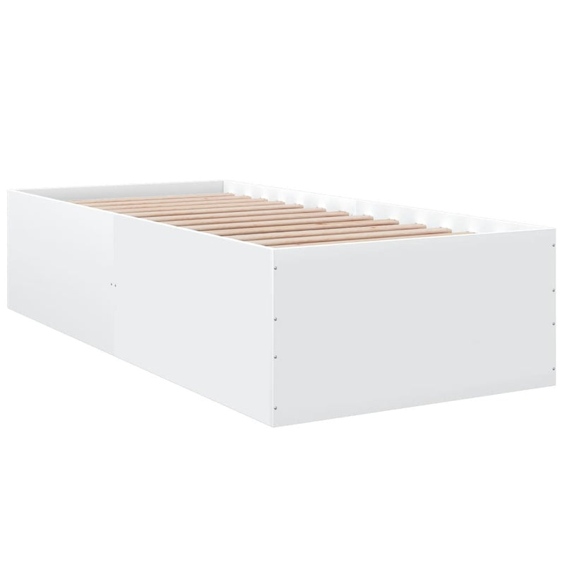 Bedframe bewerkt hout wit 75x190 cm