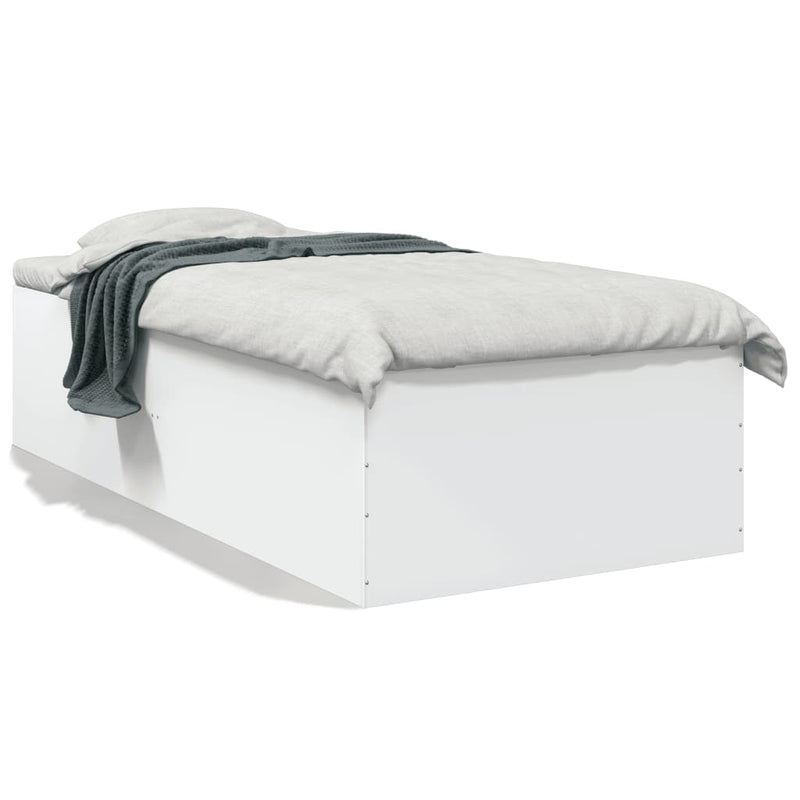 Bedframe bewerkt hout wit 75x190 cm