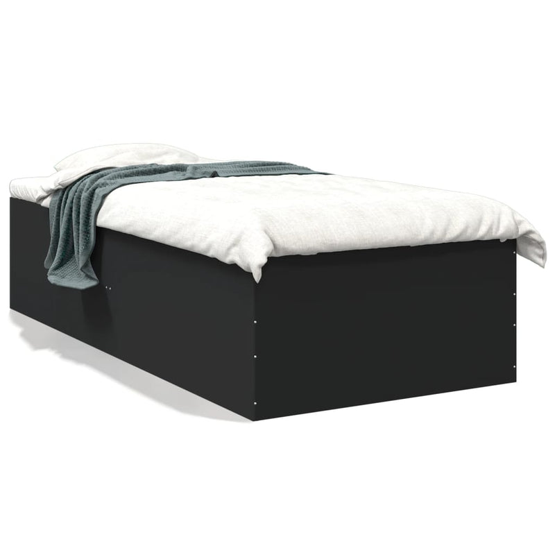 Bedframe bewerkt hout zwart 75x190 cm