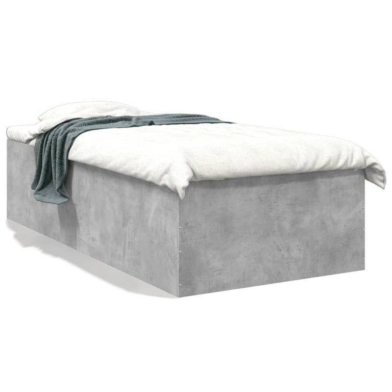 Bedframe bewerkt hout betongrijs 75x190 cm
