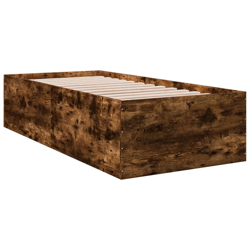 Bedframe bewerkt hout gerookt eikenkleurig 75x190 cm