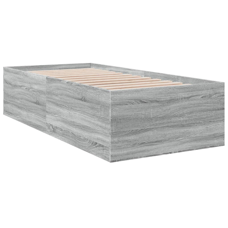 Bedframe bewerkt hout grijs sonoma eikenkleurig 75x190 cm