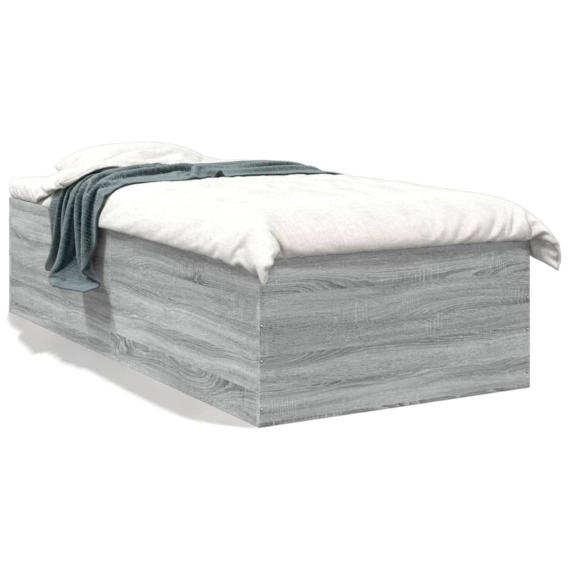 Bedframe bewerkt hout grijs sonoma eikenkleurig 75x190 cm