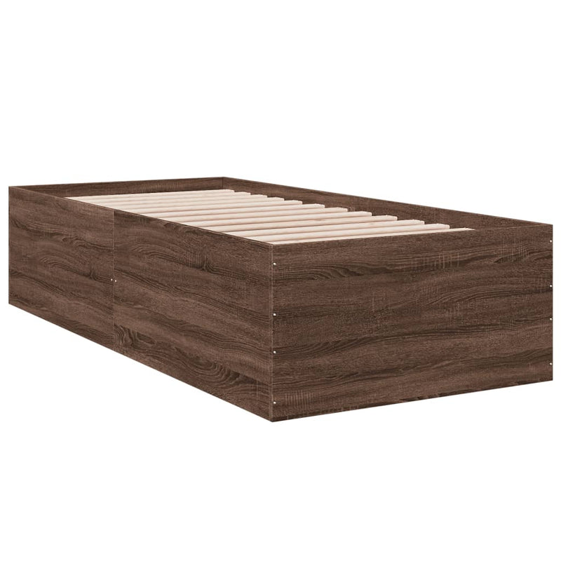 Bedframe bewerkt hout bruin eikenkleur 75x190 cm