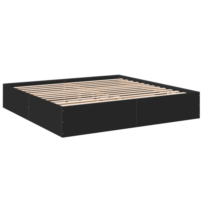 Bedframe massief hout zwart 200x200 cm