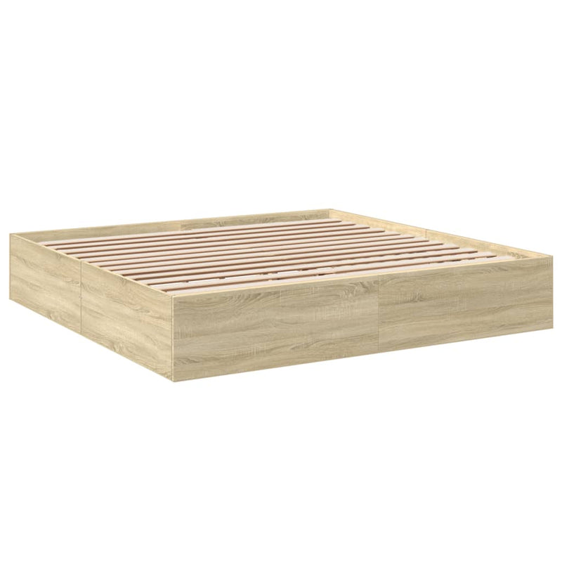 Bedframe bewerkt hout sonoma eikenkleurig 200x200 cm