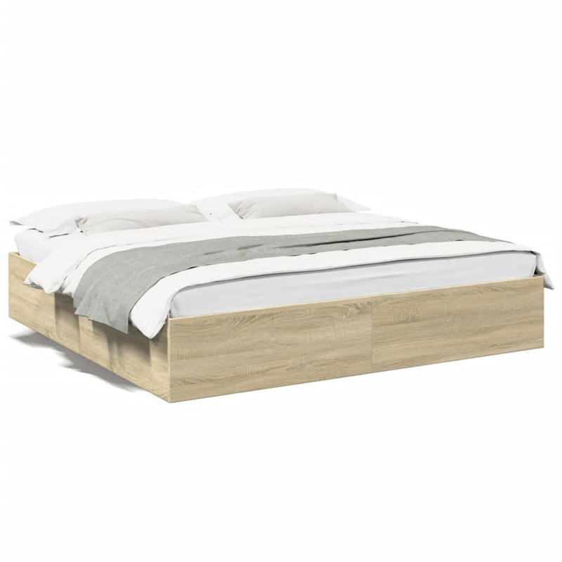 Bedframe bewerkt hout sonoma eikenkleurig 200x200 cm