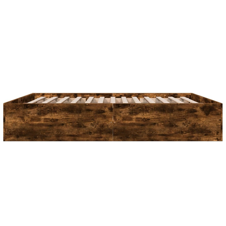 Bedframe bewerkt hout gerookt eikenkleurig 200x200 cm