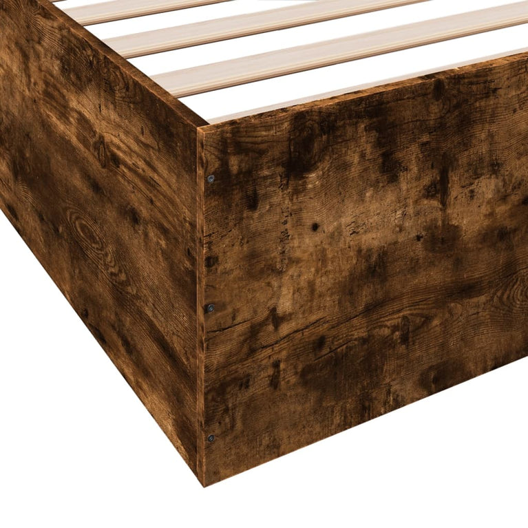 Bedframe bewerkt hout gerookt eikenkleurig 200x200 cm