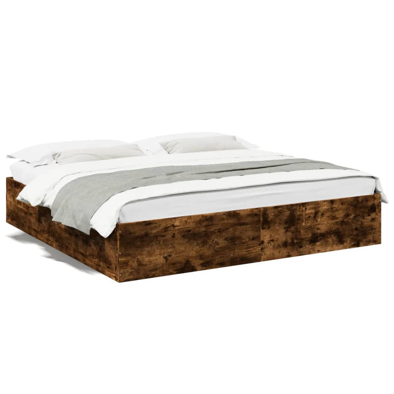 Bedframe bewerkt hout gerookt eikenkleurig 200x200 cm