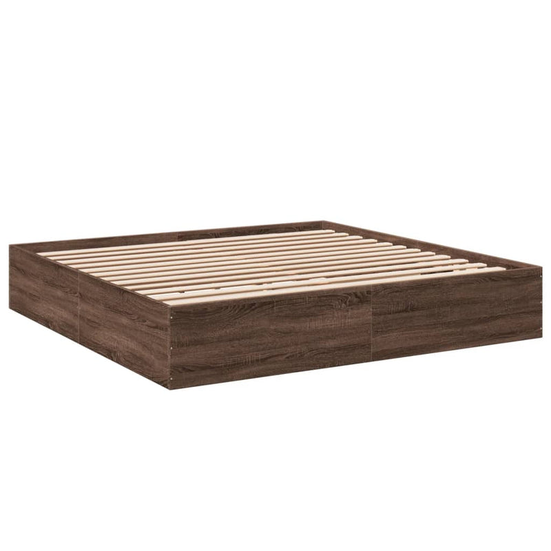 Bedframe bewerkt hout bruin eikenkleur 200x200 cm