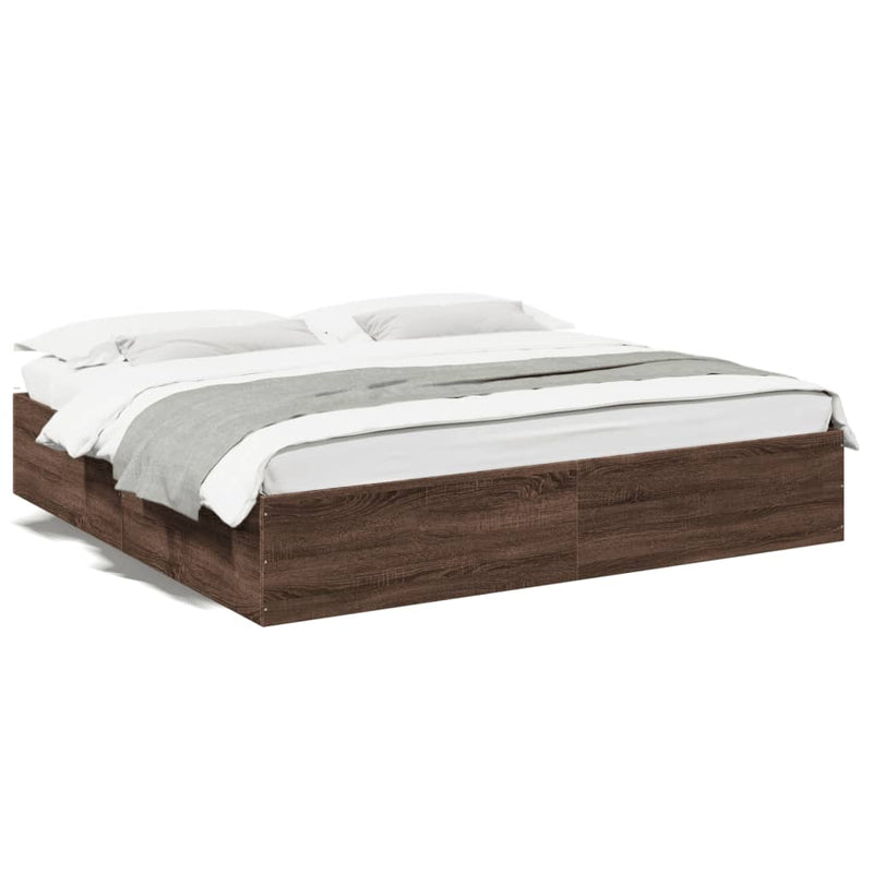 Bedframe bewerkt hout bruin eikenkleur 200x200 cm