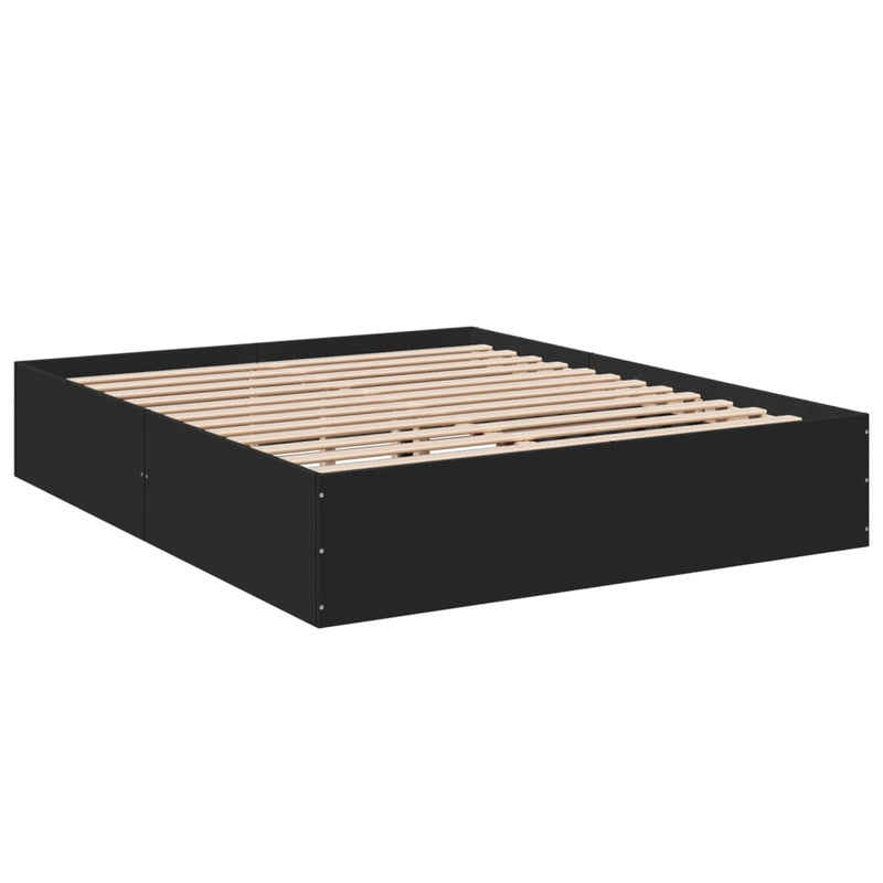 Bedframe bewerkt hout zwart 160x200 cm