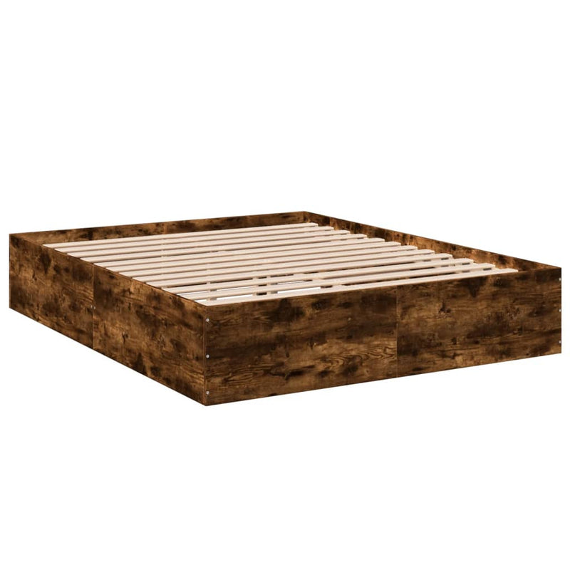 Bedframe bewerkt hout gerookt eikenkleurig 160x200 cm