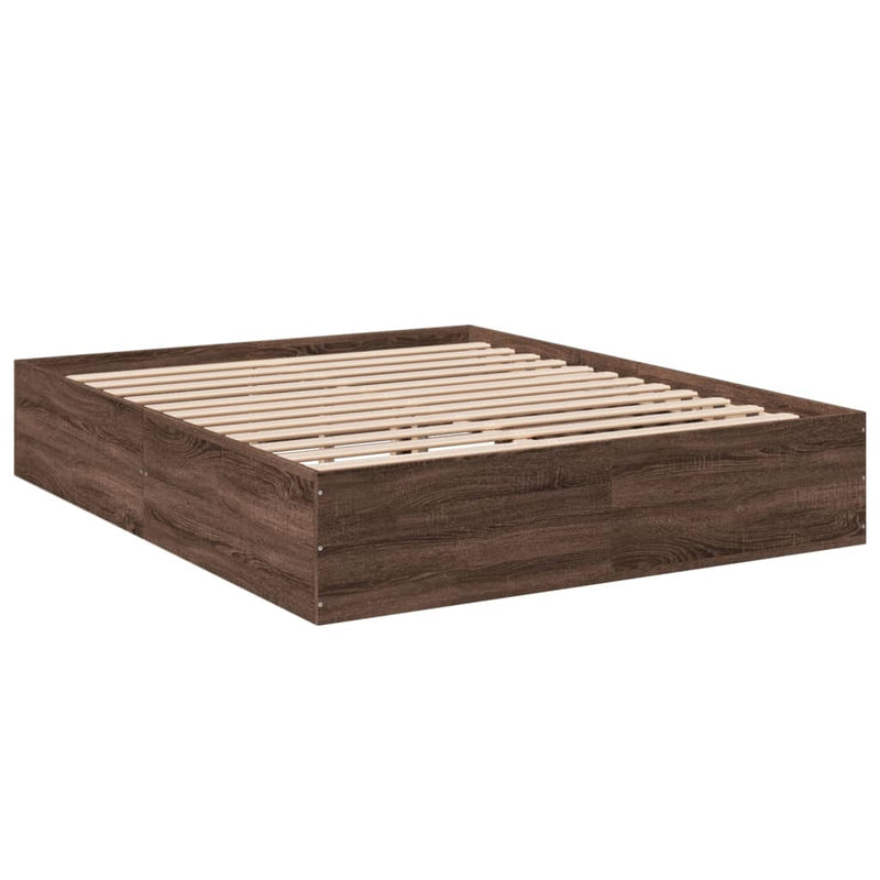 Bedframe bewerkt hout bruin eikenkleur 160x200 cm
