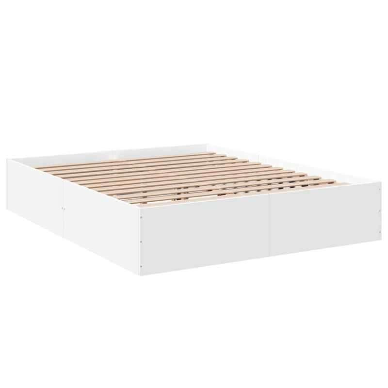 Bedframe bewerkt hout wit 150x200 cm