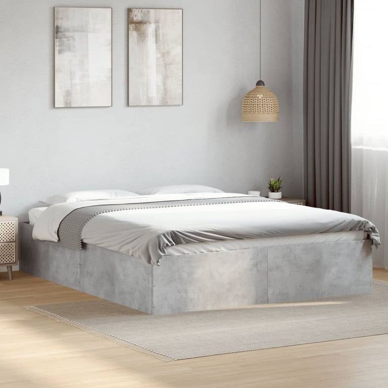 Bedframe bewerkt hout betongrijs 150x200 cm