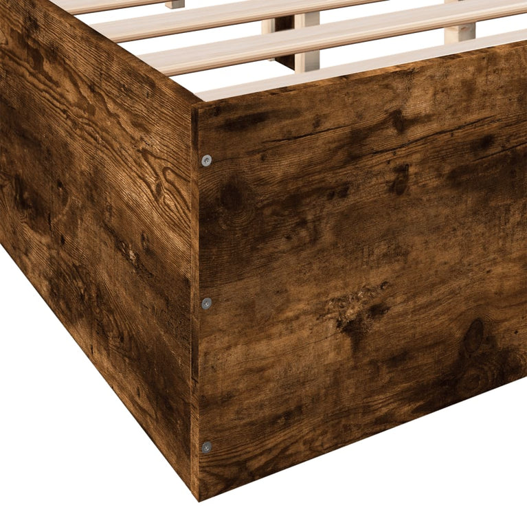 Bedframe bewerkt hout gerookt eikenkleurig 150x200 cm