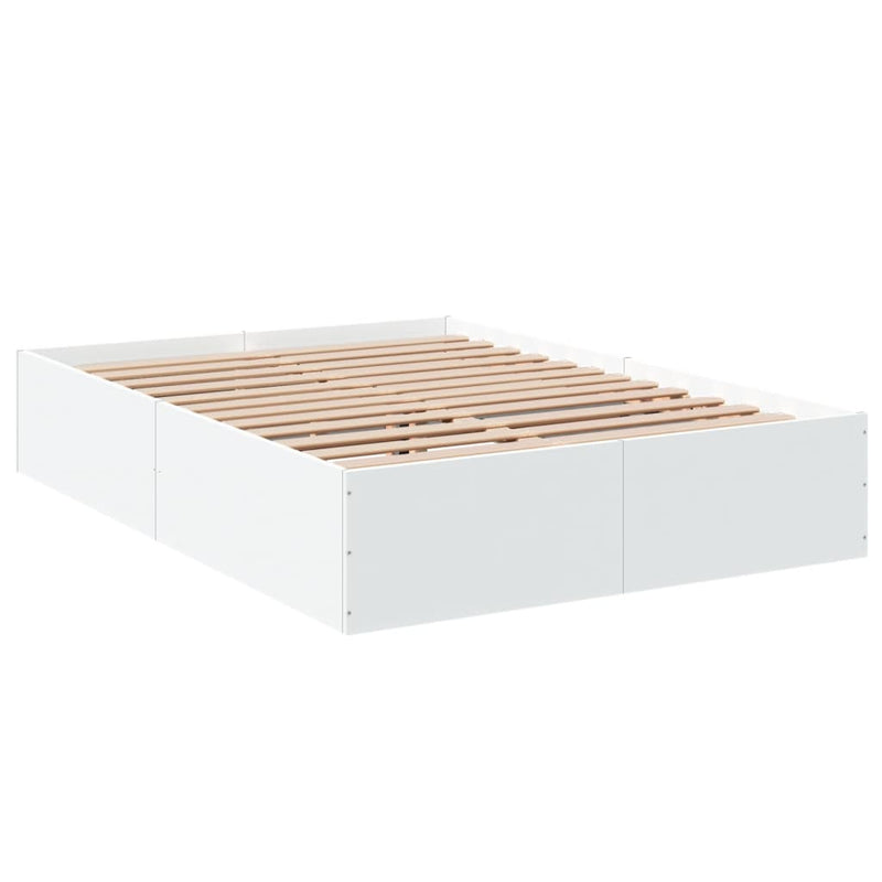 Bedframe bewerkt hout wit 140x200 cm