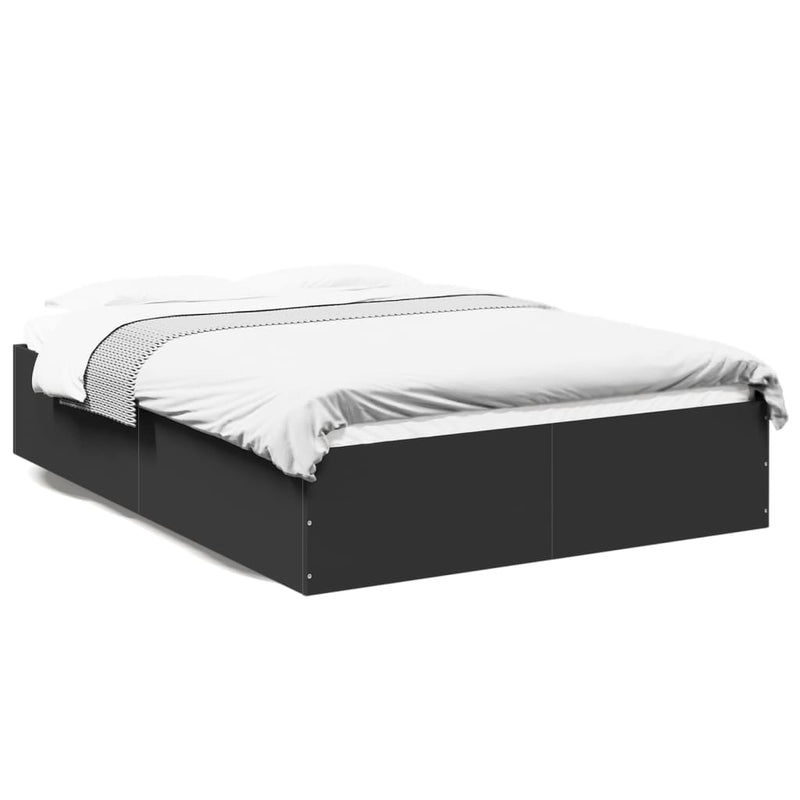 Bedframe bewerkt hout zwart 140x200 cm