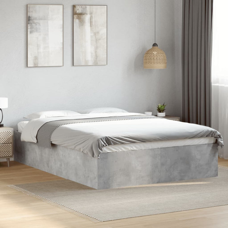 Bedframe bewerkt hout betongrijs 140x200 cm