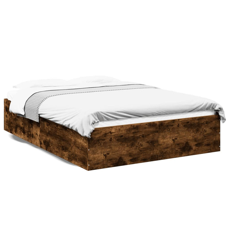 Bedframe bewerkt hout gerookt eikenkleurig 140x200 cm