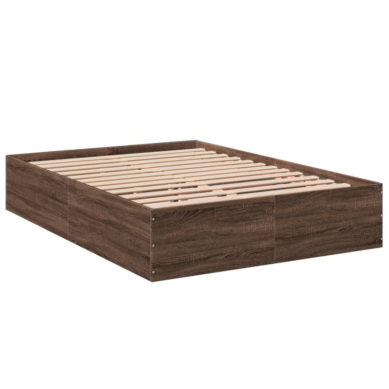 Bedframe bewerkt hout bruin eikenkleur 140x200 cm