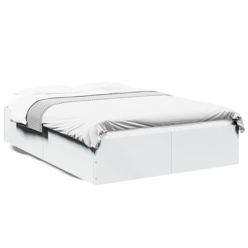 Bedframe LED massief hout wit 120x200 cm