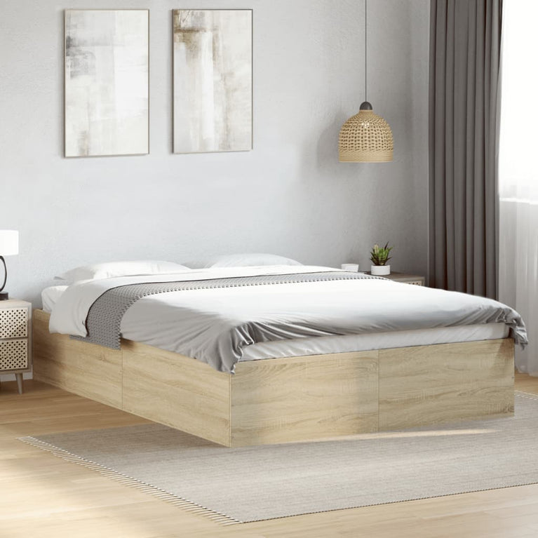 Bedframe bewerkt hout sonoma eikenkleurig 120x200 cm