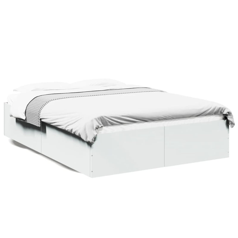 Bedframe LED massief hout wit 140x190 cm