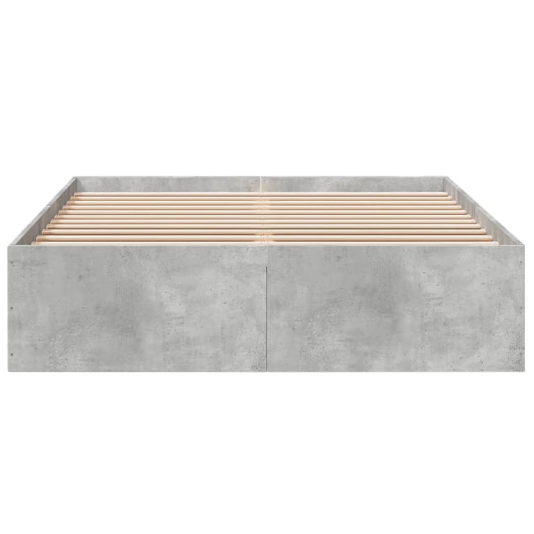 Bedframe bewerkt hout betongrijs 140x190 cm