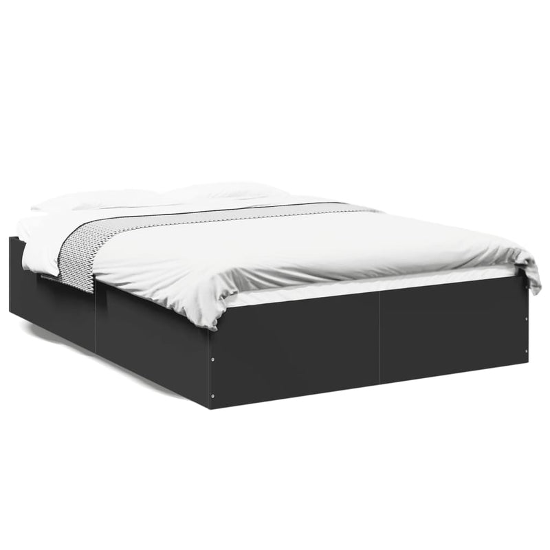 Bedframe bewerkt hout zwart 135x190 cm