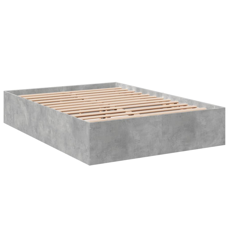 Bedframe bewerkt hout betongrijs 135x190 cm