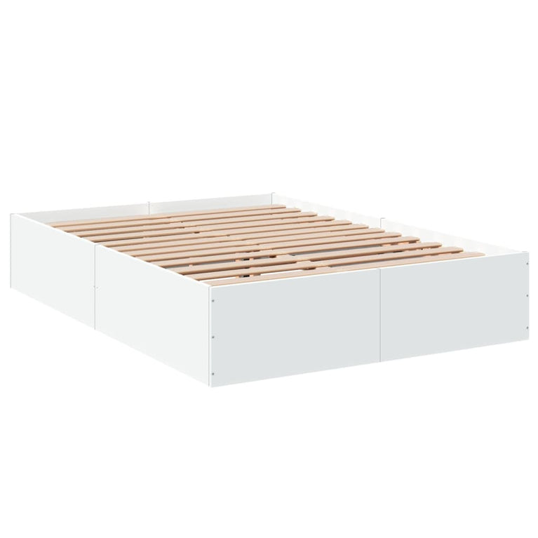 Bedframe bewerkt hout wit 120x190 cm