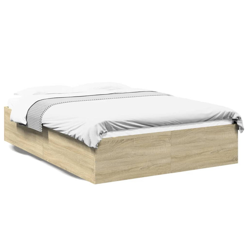 Bedframe bewerkt hout sonoma eikenkleurig 120x190 cm