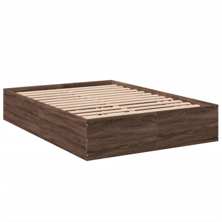 Bedframe bewerkt hout bruin eikenkleur 120x190 cm