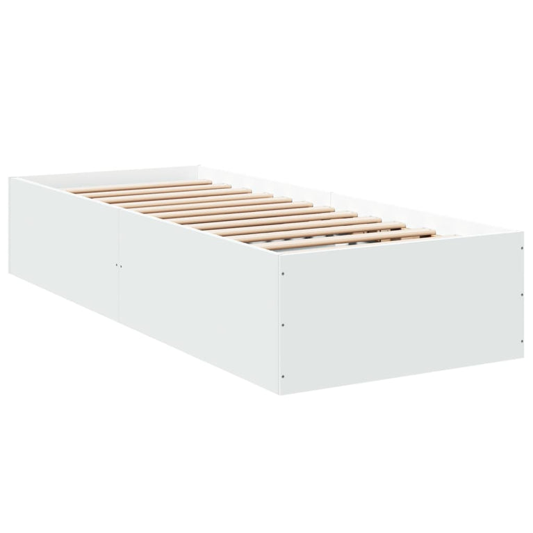 Bedframe bewerkt hout wit 100x200 cm