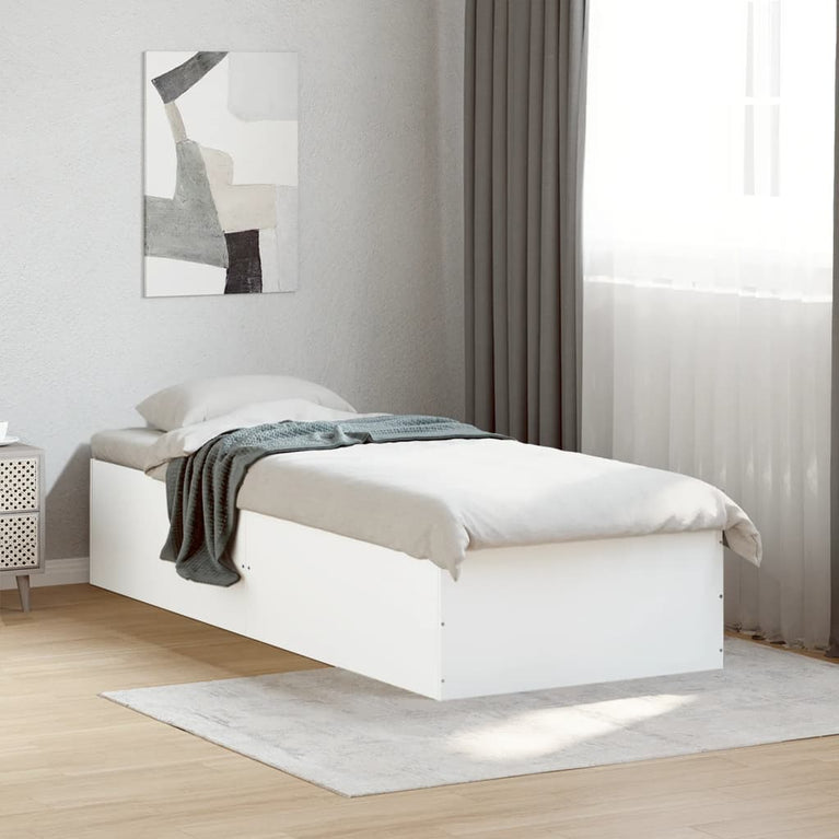 Bedframe bewerkt hout wit 100x200 cm