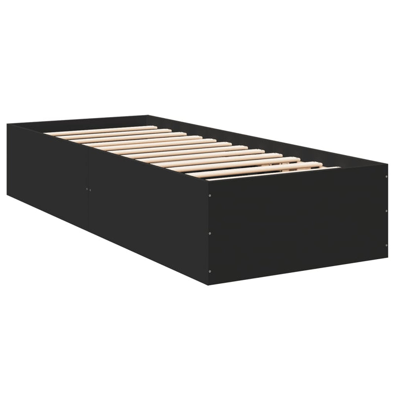 Bedframe bewerkt hout zwart 100x200 cm