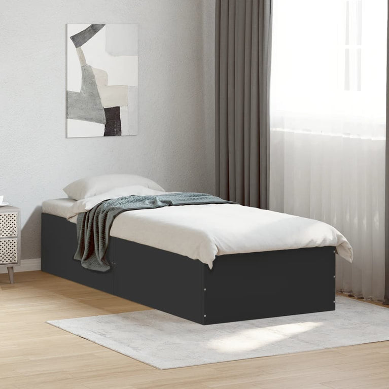 Bedframe bewerkt hout zwart 100x200 cm