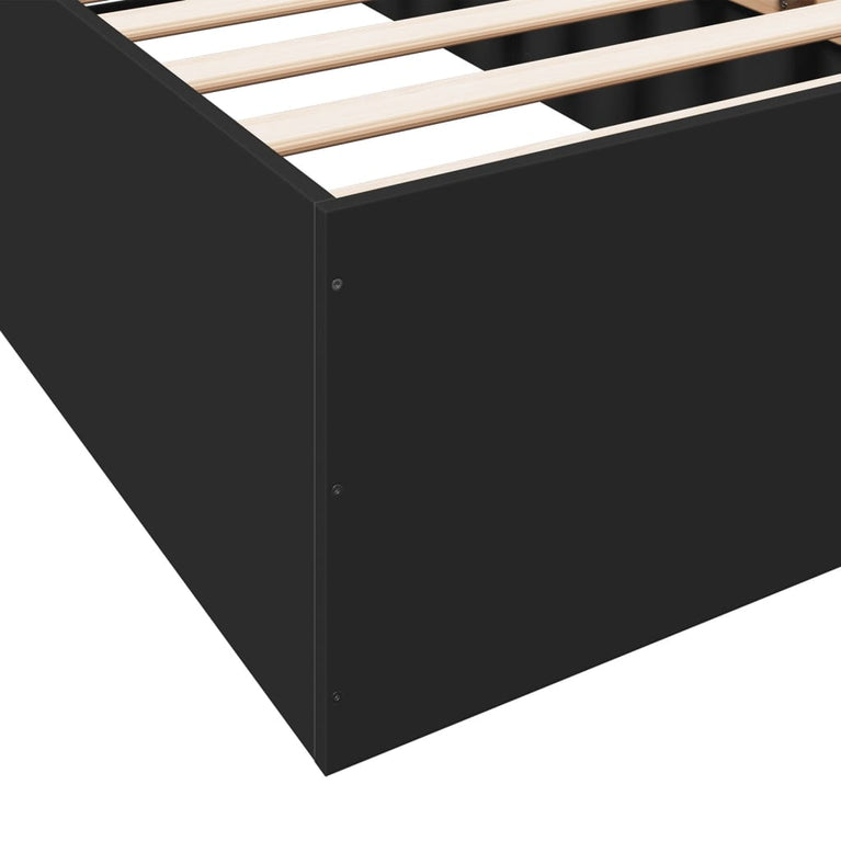 Bedframe bewerkt hout zwart 100x200 cm