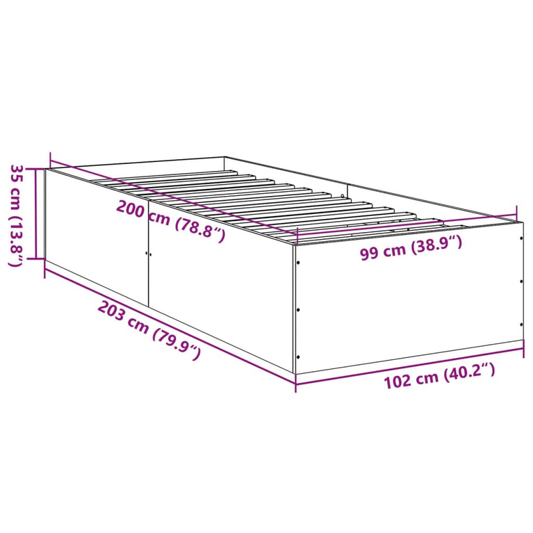 Bedframe bewerkt hout zwart 100x200 cm