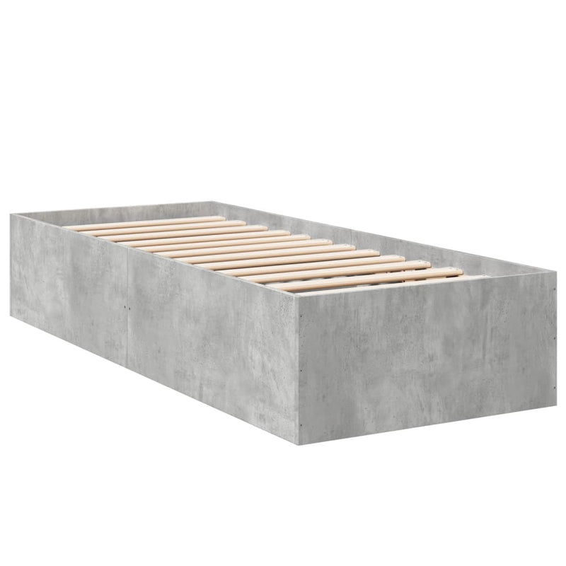 Bedframe bewerkt hout betongrijs 100x200 cm