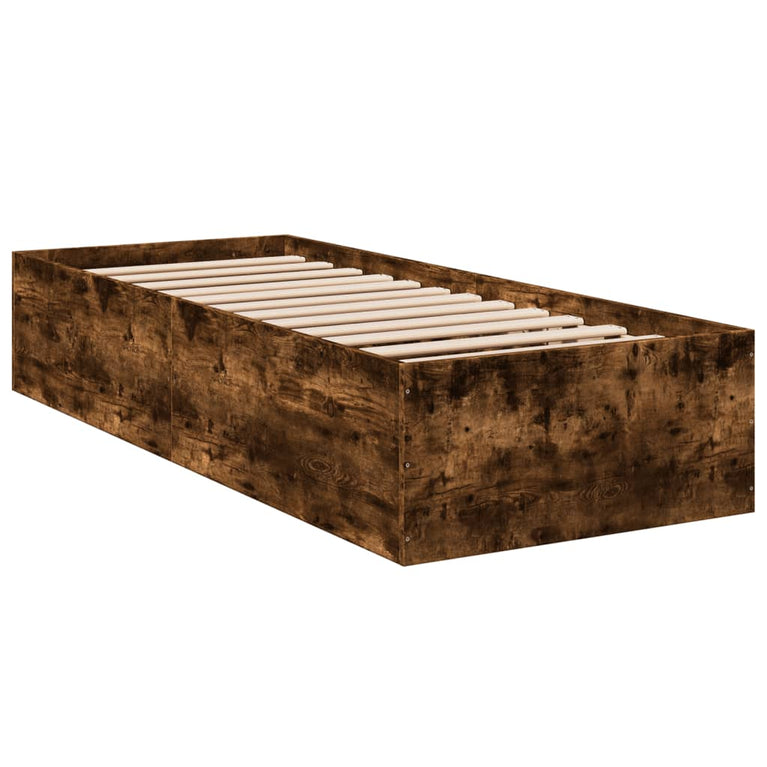 Bedframe bewerkt hout gerookt eikenkleurig 100x200 cm