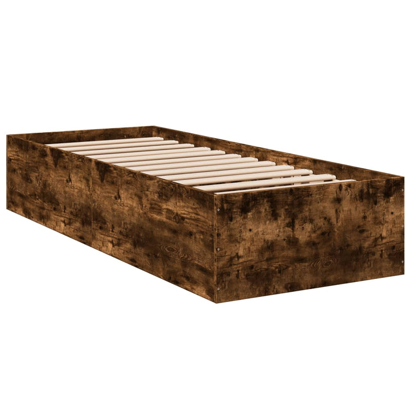 Bedframe bewerkt hout gerookt eikenkleurig 100x200 cm