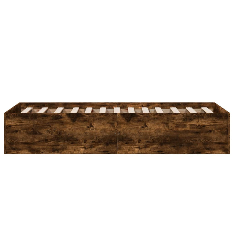 Bedframe bewerkt hout gerookt eikenkleurig 100x200 cm